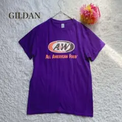 GILDAN ギルダン【M】A&W Tシャツ パープル　フロントプリント