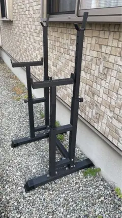 バーベルラック 二段式 スチール製 黒