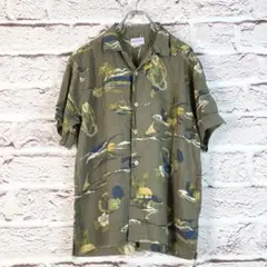 r105 KAULE ハワイアンプリント 半袖シャツ カーキ