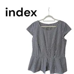 si389【index】ギンガムチェック　フレンチスリーブトップス　オフィス