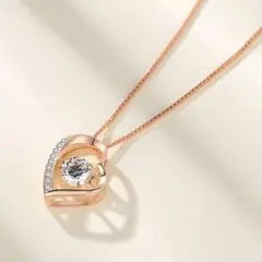 新品未使用 ハートネックレス♡ピンクゴールド ジルコニア 人気 送料無料