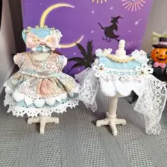 ドール着せ替え♡女の子サイズ♡ベストドレス♡くすみブルー☆156