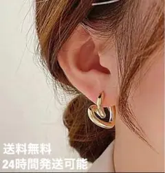 ツイストハートピアス ゴールド