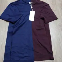 未使用タグ付き ネイビー/バーガンディ Tシャツ