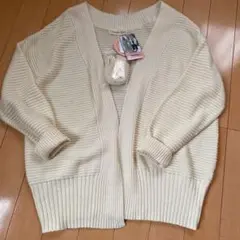 【お値下げ‼️】ウエストリボン付きカーディガン　雑誌掲載商品　中白　3Lサイズ