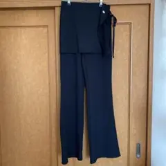 TANNAT ラップレイヤードスリットパンツ　ブラック