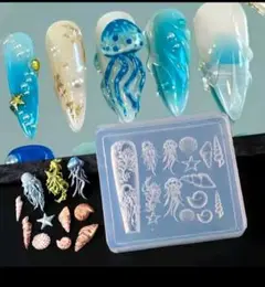 匿名配送☆ハンドメイド用ネイル型シリコンモールド☆くらげ 貝殻 ヒトデ