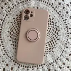 iPhone12 mini シリコン ケース リング付 ピンク