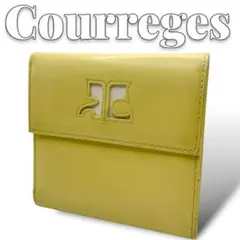 courreges レザー イエロー レディース 折り財布 6942