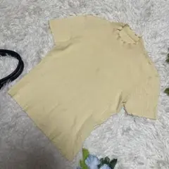 極美品　ランバンコレクション　サマーニット　イエロー　黄　半袖　シルク混　40