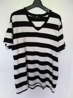 AZUL 　アズール　メンズ　ストライプ　 Vネック 　Tシャツ　L