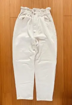 WEGO ハイウエストペーパーバックマムパンツ　ホワイト　s
