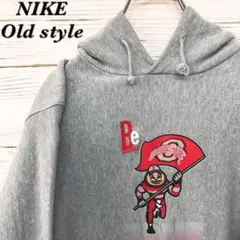 《激レア》ナイキ NIKE☆パーカー M デカロゴ グレー 灰色 P838