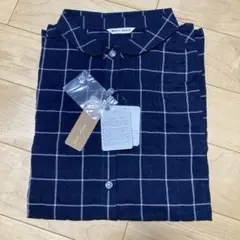 ノースリーブチェック柄シャツ LL ネイビー