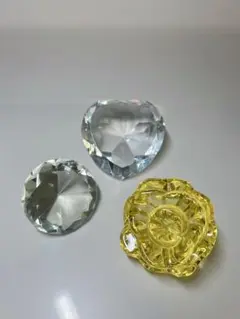 ダイヤ　バラ　ハート　クリア　ガラス　アクリル　黄色　置物　インテリア