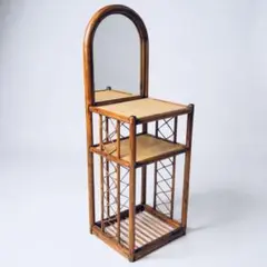 ラタン 藤家具 ドレッサー 鏡台 ラック 昭和レトロ ヴィンテージ