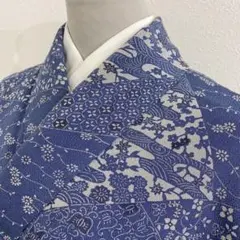 【春】15209t 着物 小紋 蝶と花植物文様