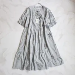 【新品タグ付き】アズノウアズオオラカ ステッチングフラワーOP 6L 刺繡 総柄