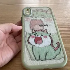 かわいいキャラクター グリーンソフトケースiPhone
