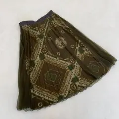 ⭐️フーチークーチー⭐️柄スカート おしゃれ 美術館 アート 茶系 サイズ38