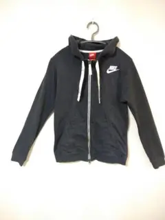 ナイキ　NIKE　フルジップアップフーディー　メンズM　グレー　白リボン紐