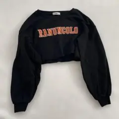 WEGO クロップドスウェットシャツ S ブラック RANUNCULO