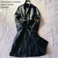 大きめXL✨美品 レザートレンチコート 2WAY 艶感 ブラック 漢の戦闘服
