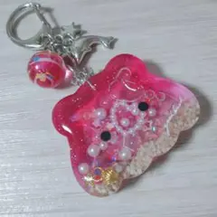 海塗りサマーメンダコ濃いピンク　シャカシャカキーホルダー　シェイカーキーホルダー