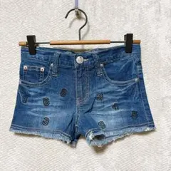 キッズ 140cmデニムショートパンツ 数字刺繍付き