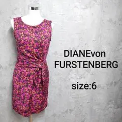 DIANE von FURSTENBERG シルク タイトワンピ 総柄 M 6
