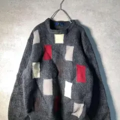 【ヴィンテージ】レトロ デザイナーズ クルーネックニット 古着 usedAS56