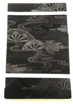 【新品未使用】名古屋帯 黒地 紫壇染 喪服 ハギレ リメイク