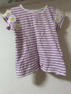 ストライプ女の子　Tシャツ　130　汚れあり　ピンク