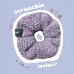 タグ　付き　モヘア　シュシュ
