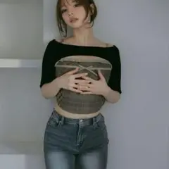 andmary Rimma check set tops