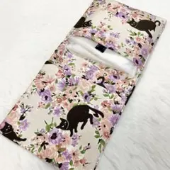 サニタリーケース 黒猫 薔薇 バラ ローズ ベージュS8361