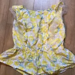 GLOBAL WORK フリル花柄トップス　レモン柄