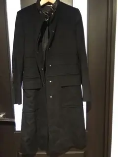 超美品☆ GUCCI ☆カシミヤ混 本革 ロングコート Mサイズ ブラック