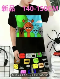 新品　スプランキー　ミックスカラー アニメキャラクター Tシャツ パンツセット