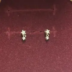 10K ホワイトゴールド ダイヤモンド ピアス 4℃