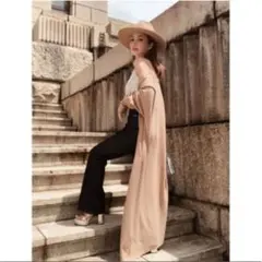 eimy istoire フォックス混 ニット ロング カーディガン BLACK