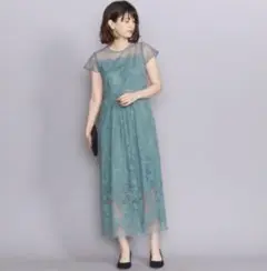ユナイテッドアローズ　BY DRESS フレンチスリーブロングドレス