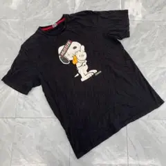 E1SYNDICATE スヌーピー プリントTシャツ ブラック 半袖 XL