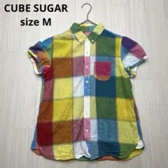 ● CUBESUGAR キューブシュガー　チェック　半袖シャツ　M