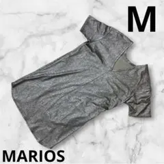 『MARIOS マリオス』レディース　Tシャツ　ロング　Vネック　シルバー　M
