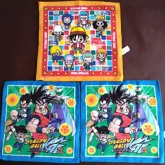 キッズ　タオルハンカチ3枚 ドラゴンボール2枚　 ワンピース1枚