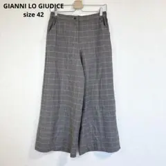 【ジャンニロジュディチェ】ワイドパンツ チェック 綺麗 カジュアル グレー XL