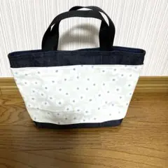 ハンドメイド　花柄&デニム　ポケット付き　トートバッグ