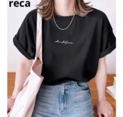 reca レカ 筆記体プリントロゴTシャツ ブラック