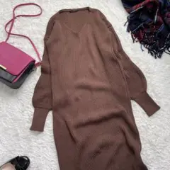 未使用タグ付!定3万/ドゥーズィエムクラス ニット ロングワンピース ブラウン